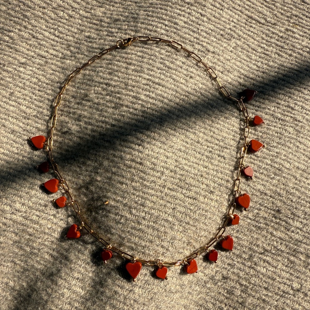 red jasper heart charm necklace